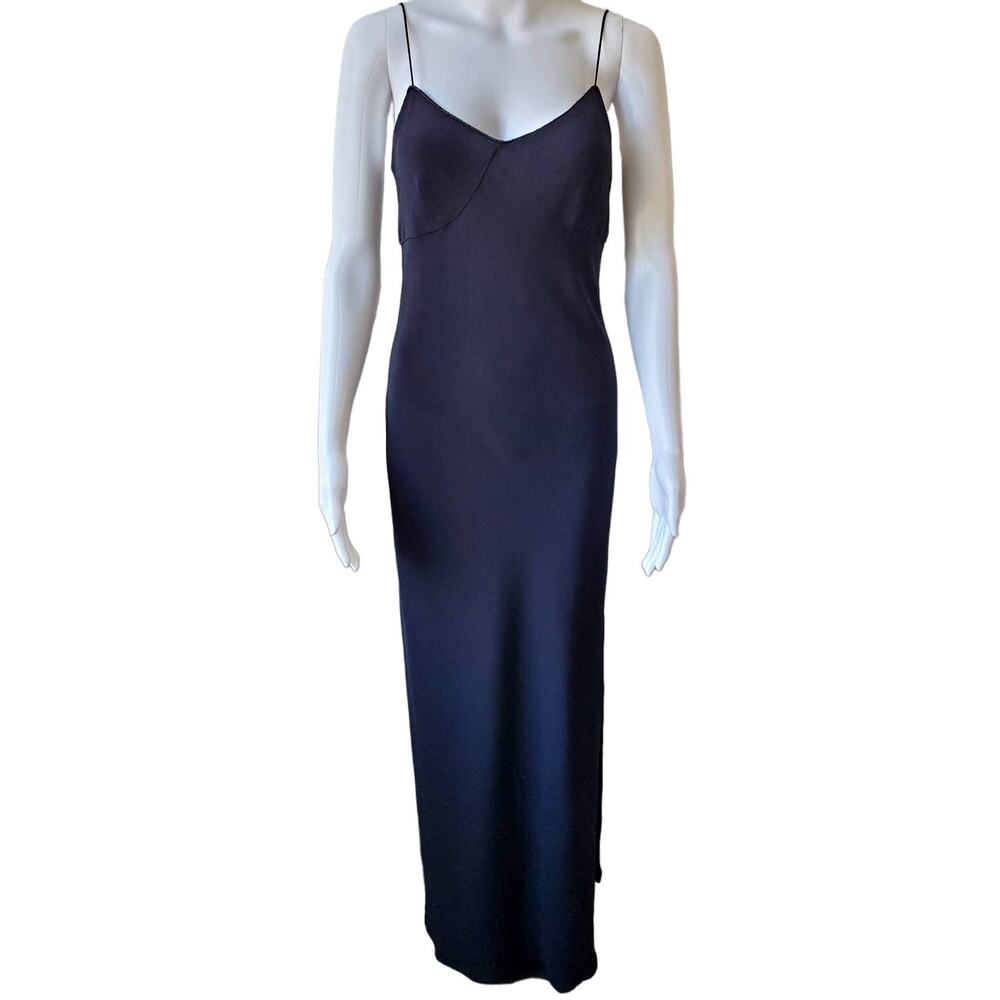 Tahari Dress Maxi Plunging Neckline Thigh Slit Cocktail Party Wedding Formal